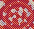 Red cow fur with white spots and sparkling multicolored diamonds. Seamless pattern Royalty Free Stock Photo