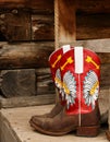 Cowboy boots with native American chief head