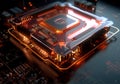 Red CPU on a black chip