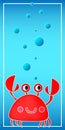 Red Crab Bookmark concept magazine, book, poster, abstract, element The Theme Of Mermaids vector illustration Royalty Free Stock Photo