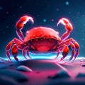 red crab on a dark blue background. 3d rendering, 3d illustration. Generative AI Royalty Free Stock Photo