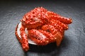 Red crab hokkaido - Alaskan king crab cooked steam or boiled seafood on dark background Royalty Free Stock Photo