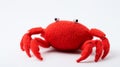 Red Knit Crab Toy On White Background