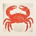 Red Crab Linocut: A Bold And Rustic Americana Artwork Royalty Free Stock Photo