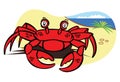 Red crab on marine sand Royalty Free Stock Photo