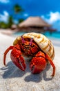 A hermit crab with a shell on the beach Royalty Free Stock Photo