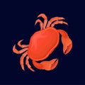 Red crab, sea creature vector Illustration on a dark blue background Royalty Free Stock Photo