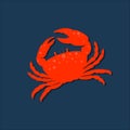 Red crab silhouette icon. Flat Seafood illustration.