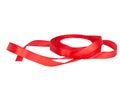 Red craft tape circle decorative for gifts isolated on the white background