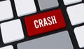 Red crash button on computer keyboard. Concept of system failure, software error and technical data loss Royalty Free Stock Photo