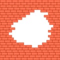 Red crashed brick wall texture background. Vector illustration.