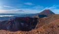 Red crater and Mount Ngauruhoe at Tongariro national park in New Zealand Royalty Free Stock Photo