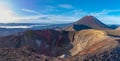 Red crater and Mount Ngauruhoe at Tongariro national park in New Zealand Royalty Free Stock Photo