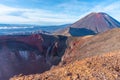 Red crater and Mount Ngauruhoe at Tongariro national park in New Zealand Royalty Free Stock Photo