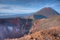 Red crater and Mount Ngauruhoe at Tongariro national park in New Zealand Royalty Free Stock Photo