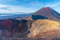 Red crater and Mount Ngauruhoe at Tongariro national park in New Zealand Royalty Free Stock Photo