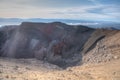 Red crater and Mount Ngauruhoe at Tongariro national park in New Zealand Royalty Free Stock Photo