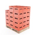 red crates stacked on top of each , 3d rendering