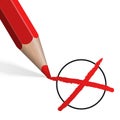 Red crayon with cross Royalty Free Stock Photo