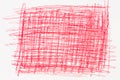 Red crayon drawing on white paper