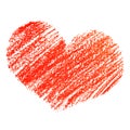 Red crayon heart Royalty Free Stock Photo