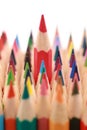 Red crayon standing out from the crowd Royalty Free Stock Photo