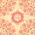 Red and cream floral seamless pattern