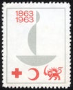 Red Crescent aid stamp.