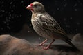 Red-crested house finch standing on a rock in the rain AI Generated animal ai