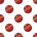 Red Cricket Ball Flat Icon Seamless Pattern Royalty Free Stock Photo