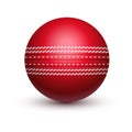 Red cricket ball with leather string Royalty Free Stock Photo