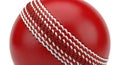 Red Cricket Ball with White Stitching Royalty Free Stock Photo