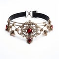 Red Crimson Gothic Ornate Choker - High-key Lighting, Absinthe Culture