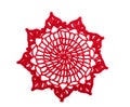 Red crochet doily