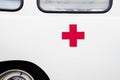 Red cross on ambulance Royalty Free Stock Photo