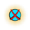Red cross, check mark icon, comics style Royalty Free Stock Photo