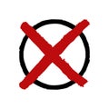 Red cross choise icon on white background