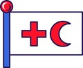 Red Cross and Crescent Flagpole Flag Banner Royalty Free Stock Photo