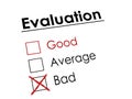 Red cross on evaluation check box Royalty Free Stock Photo