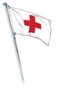 Red cross flag waving