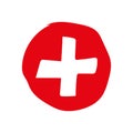 Red cross hand drawing vector eps10. Vector red cross icon. Red cross aid. Red cross day design concept. Royalty Free Stock Photo