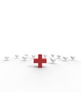 Red Cross and hearts icon on white background. Royalty Free Stock Photo