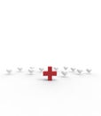 Red Cross and hearts icon on white background. Royalty Free Stock Photo