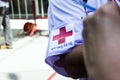 Red Cross for help during the demonstration Royalty Free Stock Photo