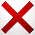 Red cross icon with bevel effect. Delete, remove icon, sign.