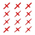 Red cross mark icon set. Error and cancel symbol. Wrong and X sign Royalty Free Stock Photo