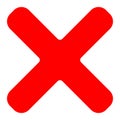 Red cross symbol, icon as delete, remove, fail-failure or incorrect answer icon