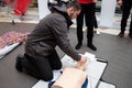 Red Cross training for artificial respiration Royalty Free Stock Photo