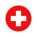 Red cross. Vector isolated icon. Medicine health hospital sign symbol. Vector abstract graphic design. Emergency medicine. First Royalty Free Stock Photo