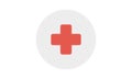 Red cross. Vector isolated icon. Medicine health hospital sign symbol. Vector abstract graphic design. Emergency medicine. First a Royalty Free Stock Photo